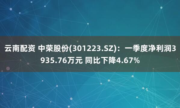 云南配资 中荣股份(301223.SZ)：一季度净利润3935.76万元 同比下降4.67%