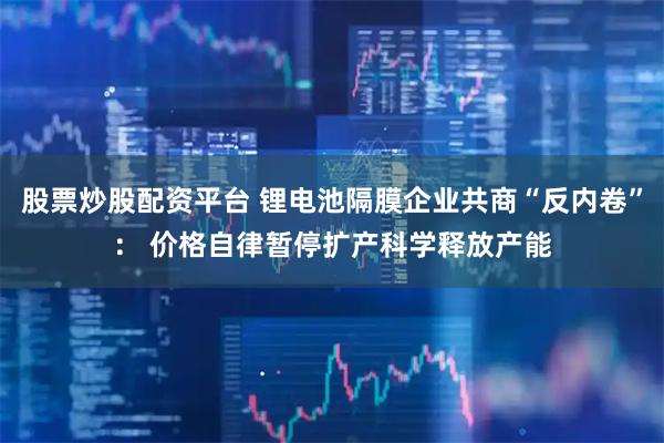 股票炒股配资平台 锂电池隔膜企业共商“反内卷”： 价格自律暂停扩产科学释放产能